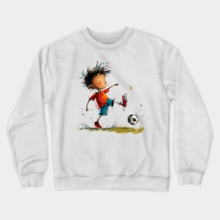 Little Boy Playing Soccer Crewneck Sweatshirt